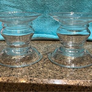 2 PartyLite Elegant Clear Glass Candle Holders